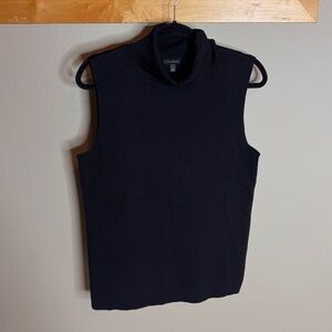 Talbots Black Sleeveless Knit Turtleneck Top